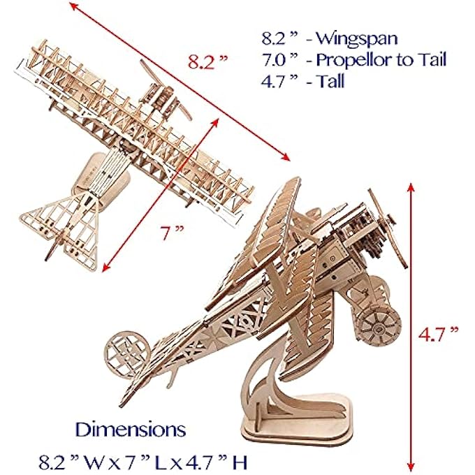 AIRPLANE DIY 3D WOODEN PUZZLE MODEL KIT, LASER CUT WOODEN PUZZLE, BRAIN TEASER AND EDUCATIONAL STEM DIY BUILDING MODEL TOY FOR KIDS AND ADULTS (AIRPLANE) - Image 4